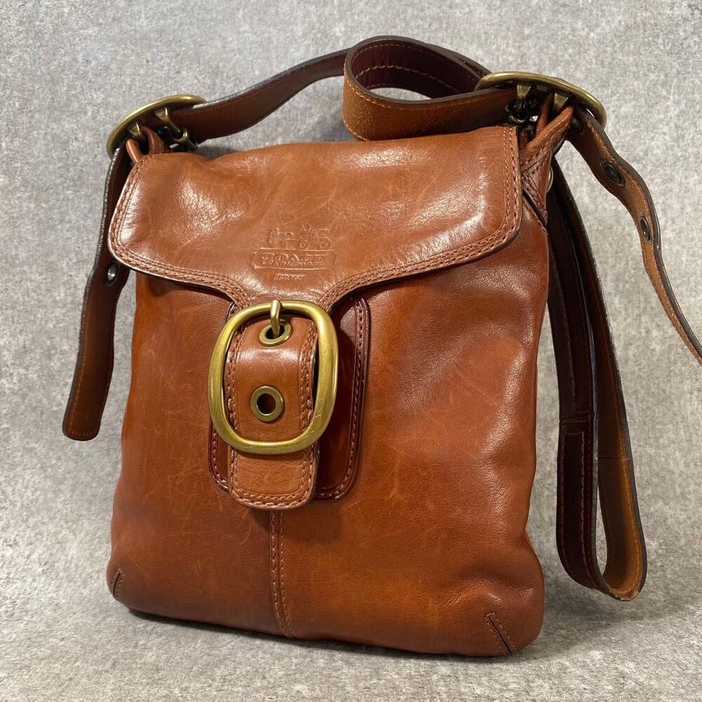 Coach Soho Bleecker Legacy Buckle Flap Bag Whiskey Distressed - Picture 8 of 14